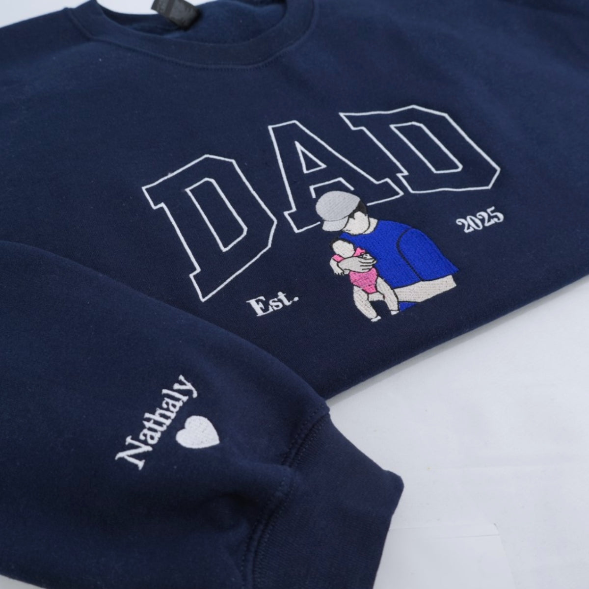 Dad Daughter Custom Embroidered Hoodie - Personalized Father Sweatshirt - Perfect Father's Day Gift