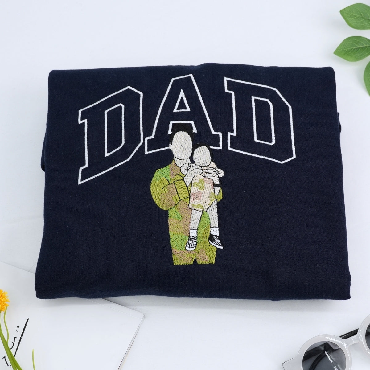 Dad Name Portrait Custom Embroidered Hoodie - Personalized Father Sweatshirt - Father's Day Gift
