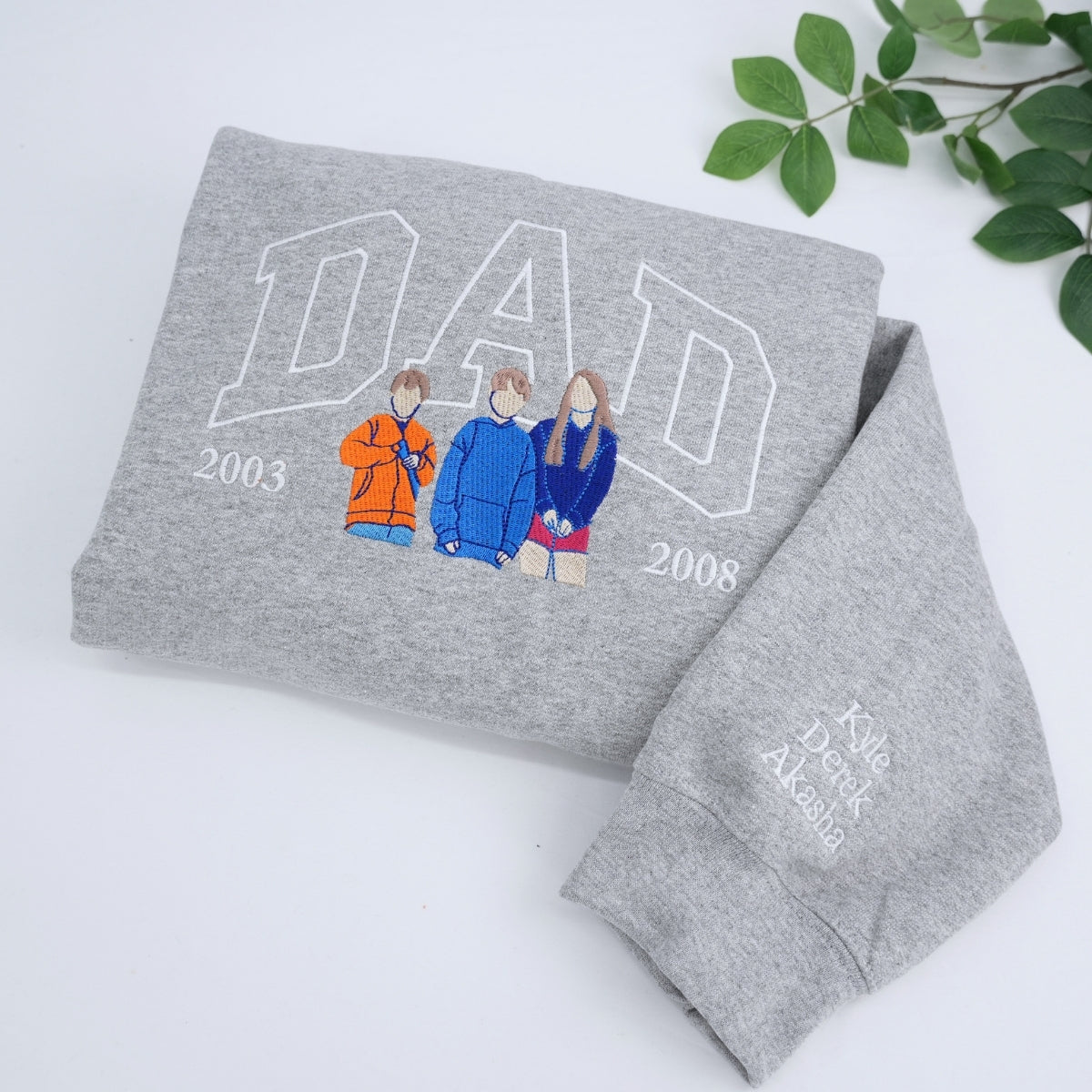 Dad Name Portrait Custom Embroidered Hoodie - Personalized Father Sweatshirt - Father's Day Gift