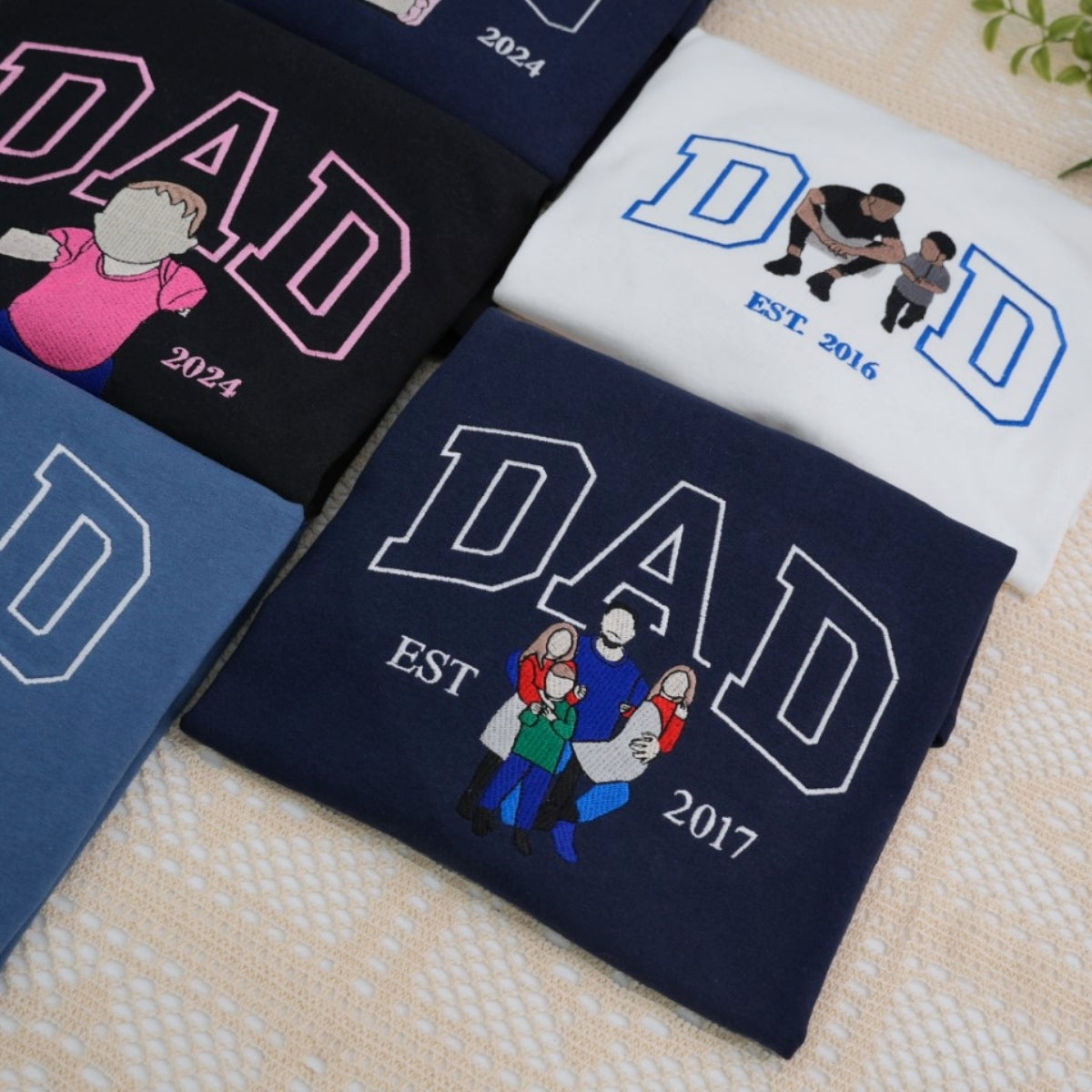 Dad Name Portrait Custom Embroidered Hoodie - Personalized Father Sweatshirt - Father's Day Gift