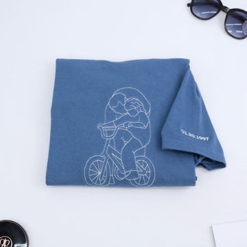 Dad Child Cycling Custom Embroidered T-Shirt - Father Matching Shirt - Personalized Father's Day Gif