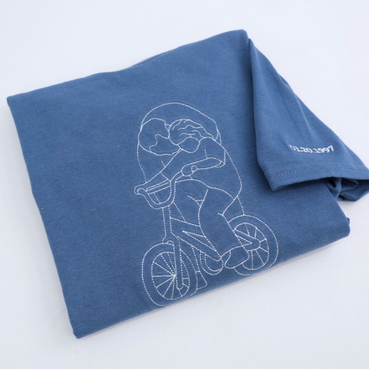 Dad Child Cycling Custom Embroidered T-Shirt - Father Matching Shirt - Personalized Father's Day Gif