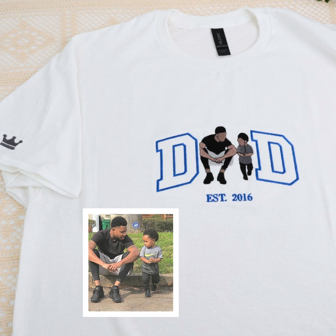 Varsity Dad Custom Embroidered T-Shirt - Personalized Father Apparel - Perfect Father's Day Gift