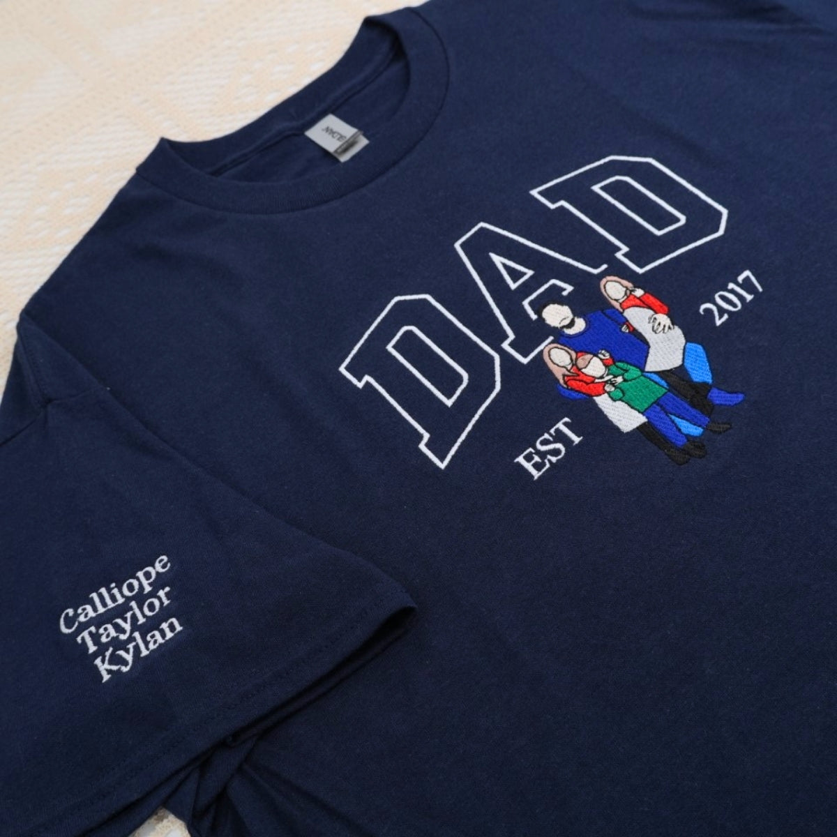 Varsity Dad Custom Embroidered T-Shirt - Personalized Father Apparel - Perfect Father's Day Gift