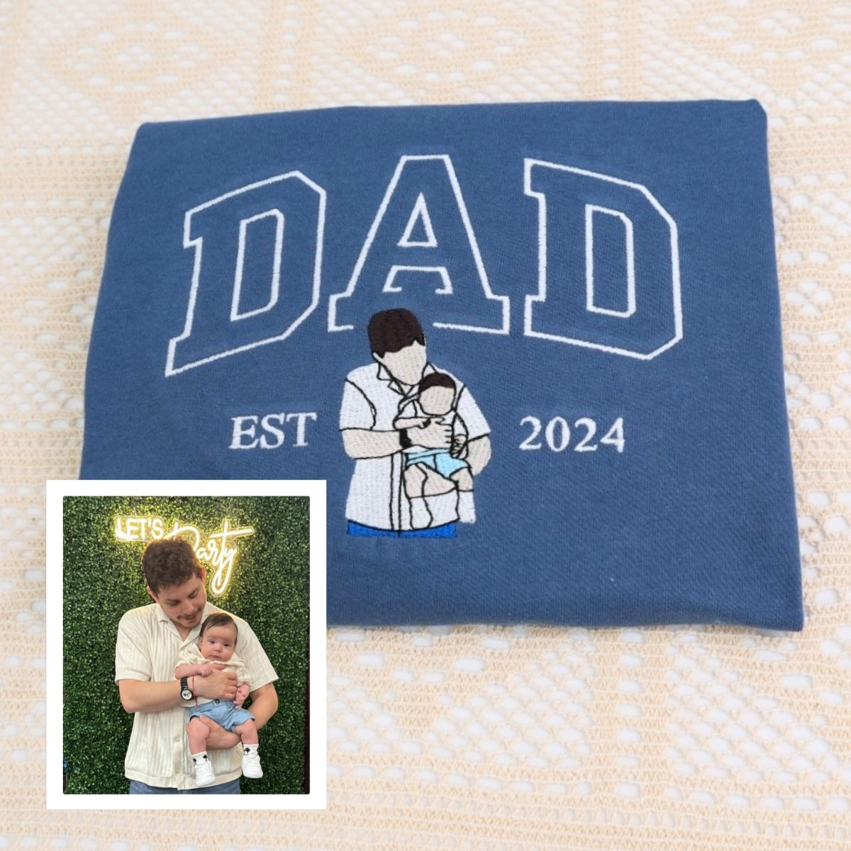 Varsity Dad Custom Embroidered T-Shirt - Personalized Father Apparel - Perfect Father's Day Gift