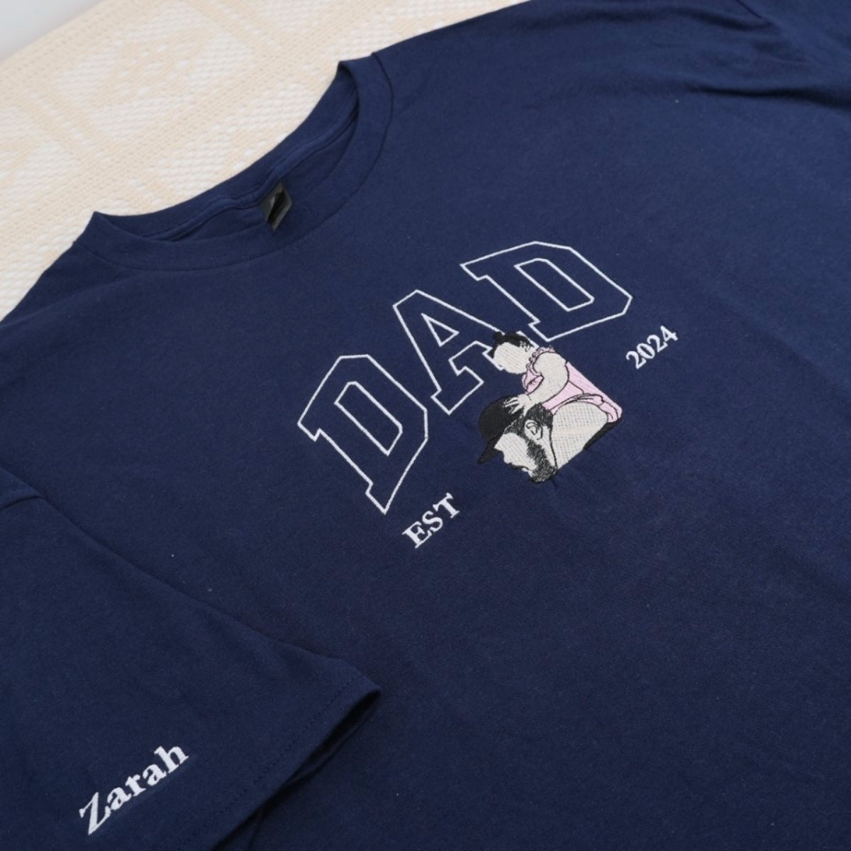 Varsity Dad Custom Embroidered T-Shirt - Personalized Father Apparel - Perfect Father's Day Gift