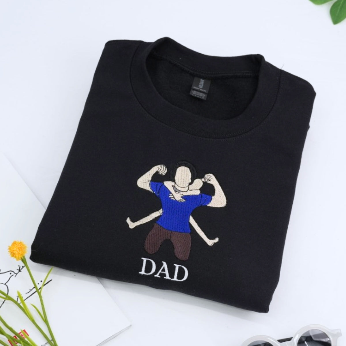 Dad Daughter Custom Embroidered Hoodie - Personalized Father Child Sweatshirt - Father's Day Gift