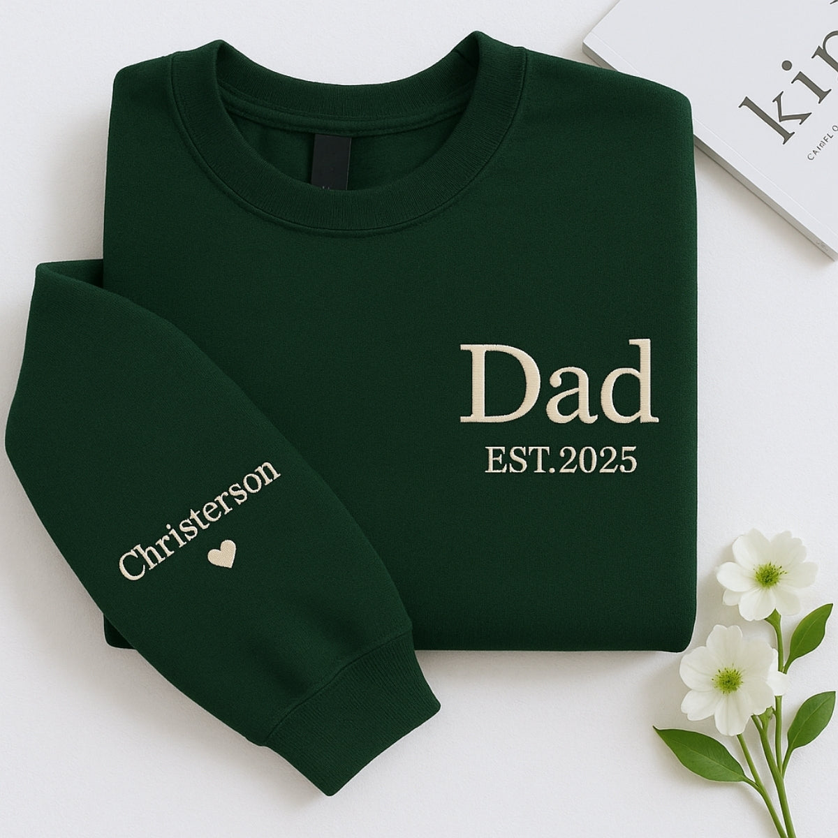 Dad EST Custom Embroidered Hoodie - Personalized Kids Names Sweatshirt - Father's Day Gift