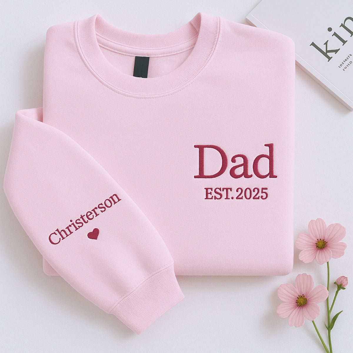 Dad EST Custom Embroidered Hoodie - Personalized Kids Names Sweatshirt - Father's Day Gift