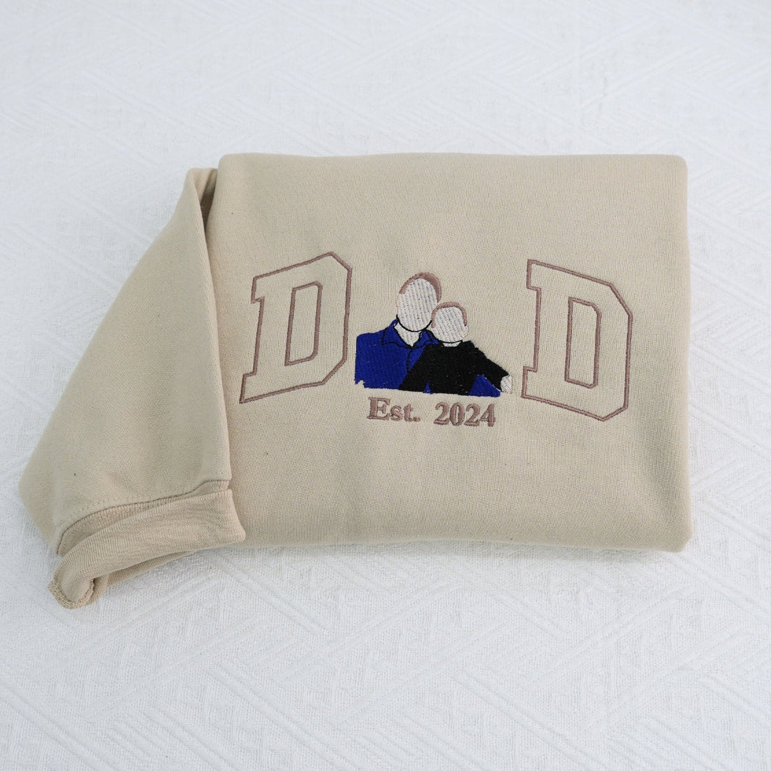 Dad Custom Portrait Hoodies - Father Family Embroidered Sweaters - Personalised Father's Day Gift