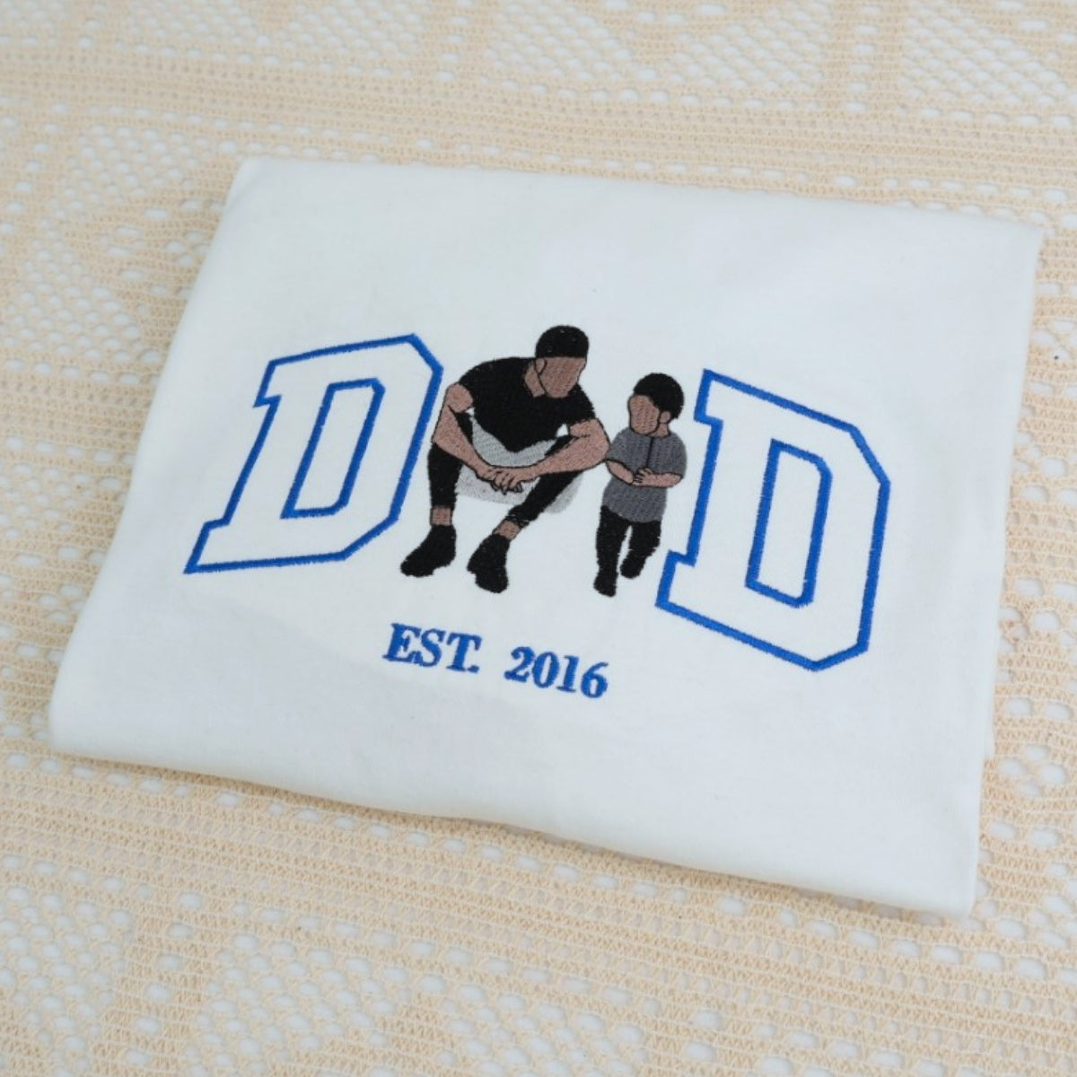 Dad Custom Portrait Hoodies - Father Family Embroidered Sweaters - Personalised Father's Day Gift