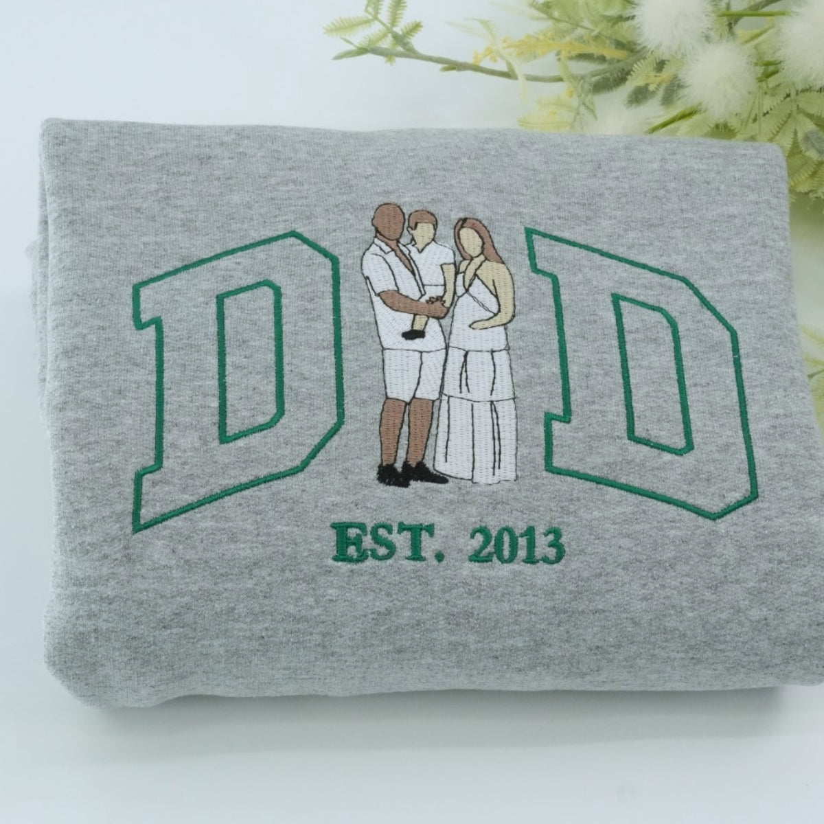 Dad Custom Portrait Hoodies - Father Family Embroidered Sweaters - Personalised Father's Day Gift