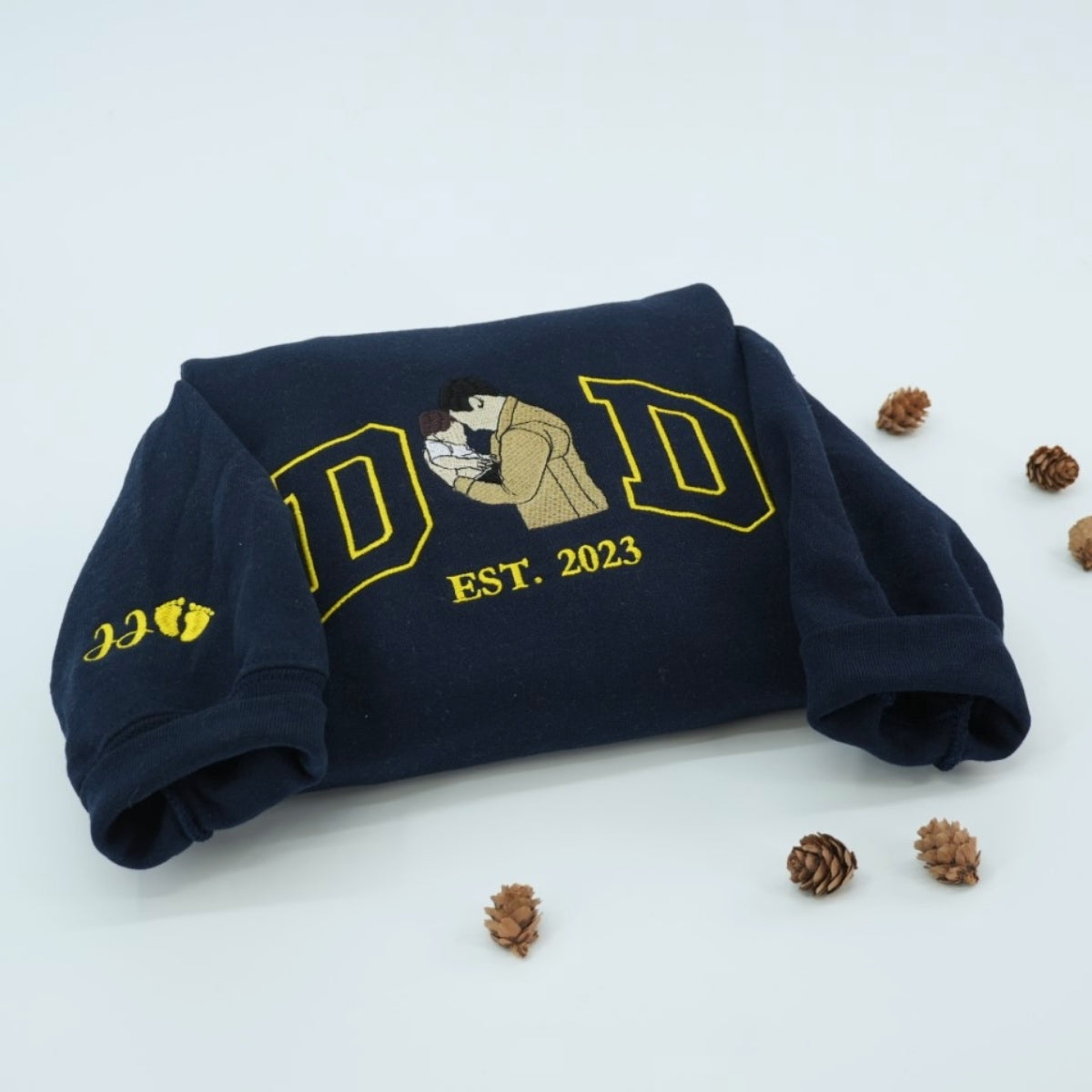 Dad Custom Portrait Hoodies - Father Family Embroidered Sweaters - Personalised Father's Day Gift
