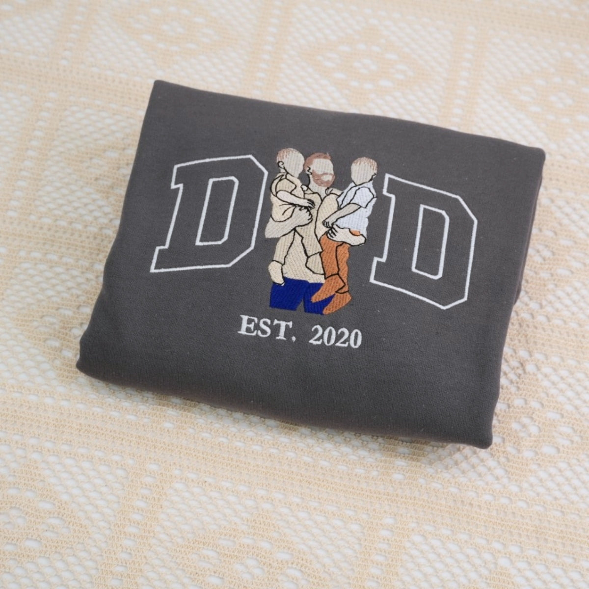Dad Custom Portrait Hoodies - Father Family Embroidered Sweaters - Personalised Father's Day Gift