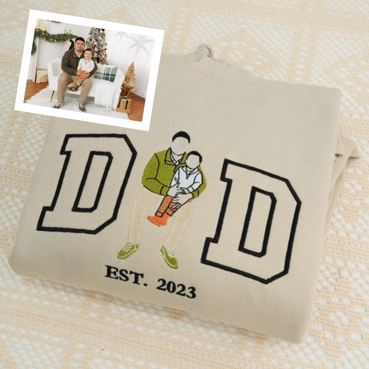 Dad Daughter Custom Hoodies - Father Embroidered Sweaters New Dad - Perfect Father's Day Gift
