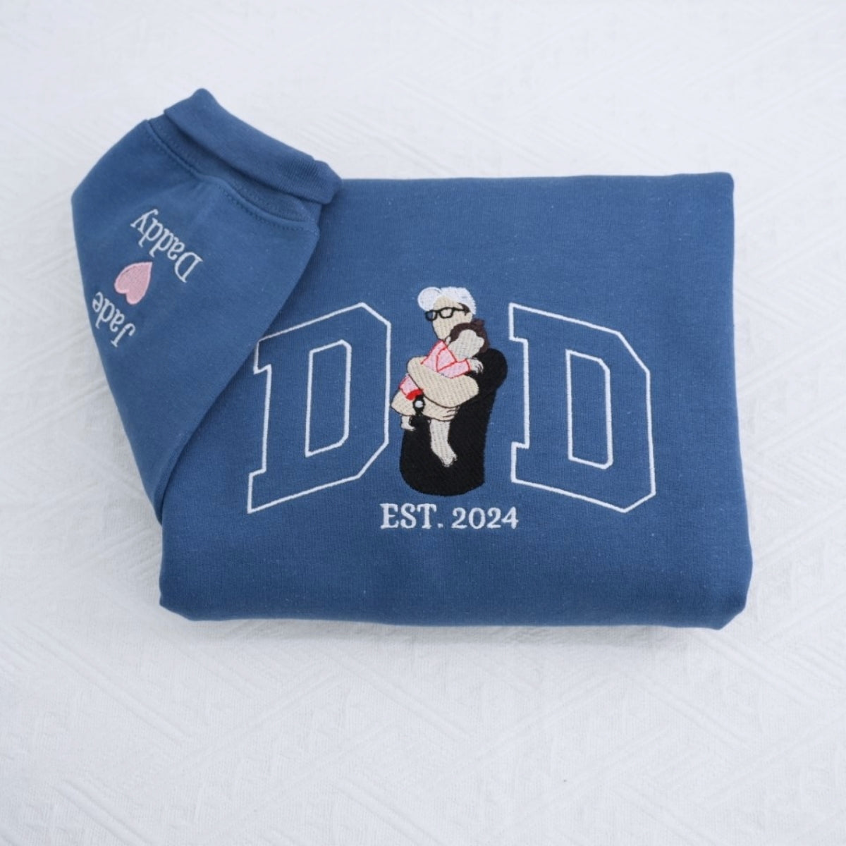 Dad Daughter Custom Hoodies - Father Embroidered Sweaters New Dad - Perfect Father's Day Gift