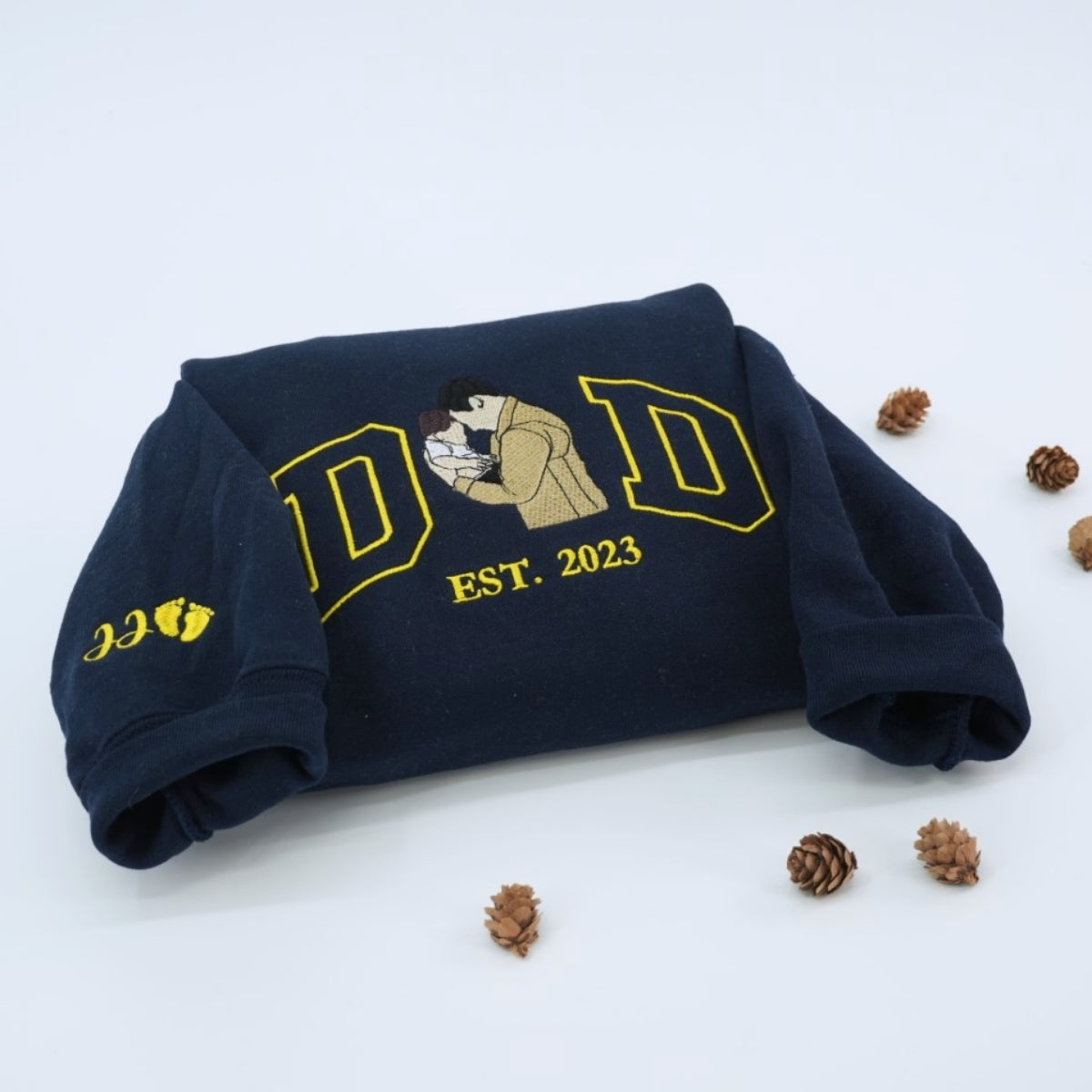 Dad Daughter Custom Hoodies - Father Embroidered Sweaters New Dad - Perfect Father's Day Gift