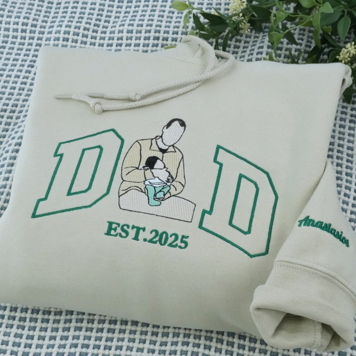Dad Daughter Custom Hoodies - Father Embroidered Sweaters New Dad - Perfect Father's Day Gift