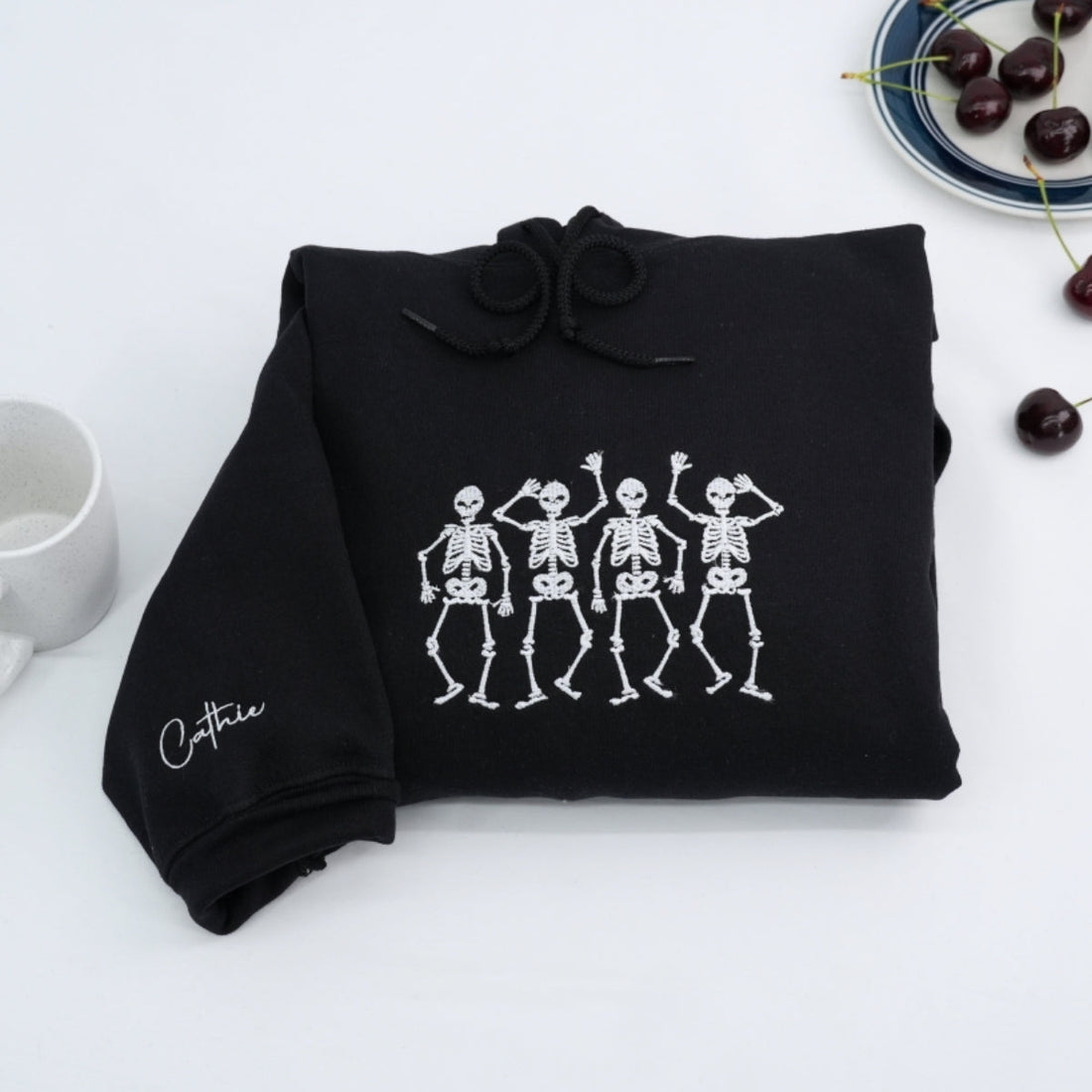 Dancing Skeletons Custom Embroidered Hoodie - Personalized Halloween Sweatshirt - Trick or Treat