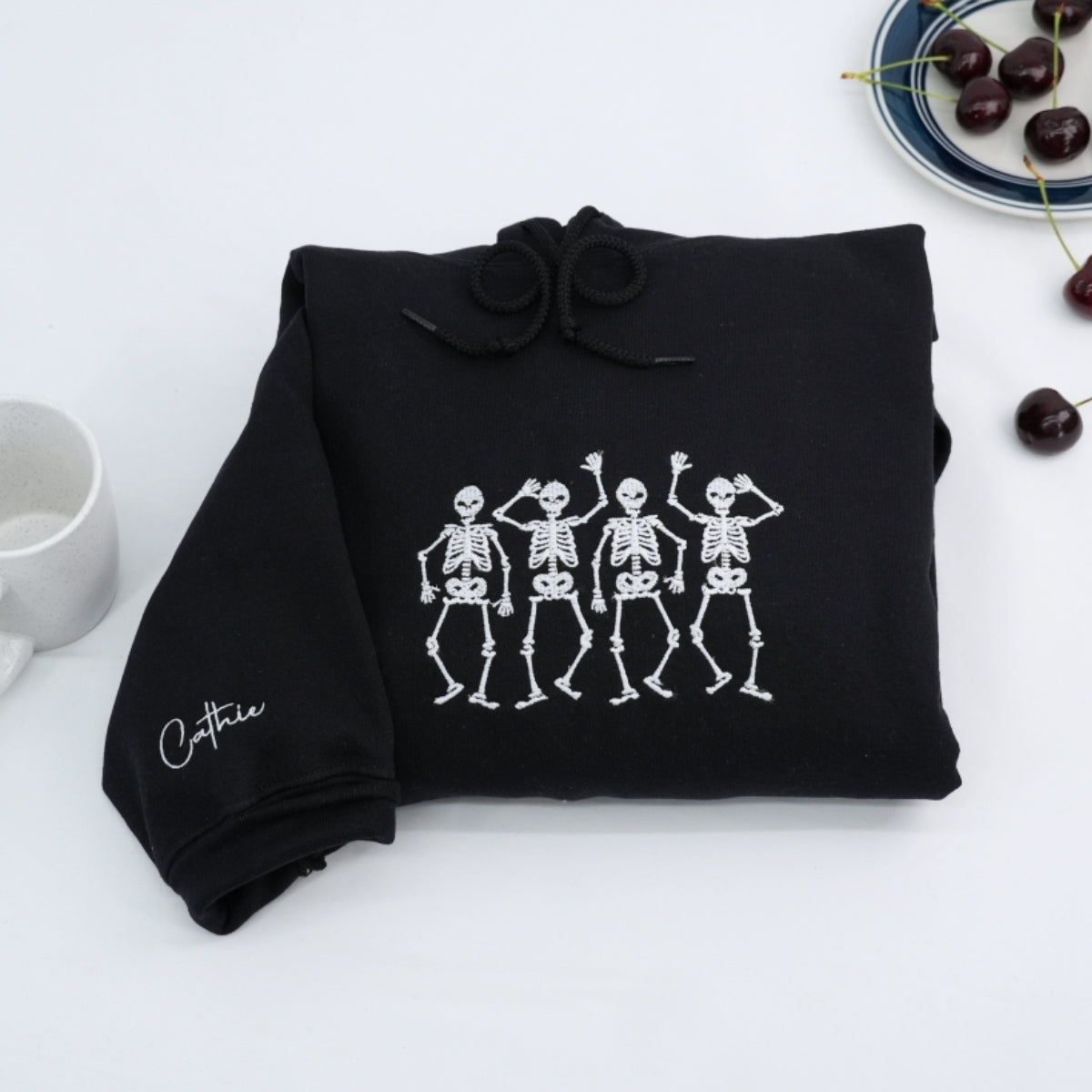 Dancing Skeletons Custom Embroidered Hoodie - Personalized Halloween Sweatshirt - Trick or Treat