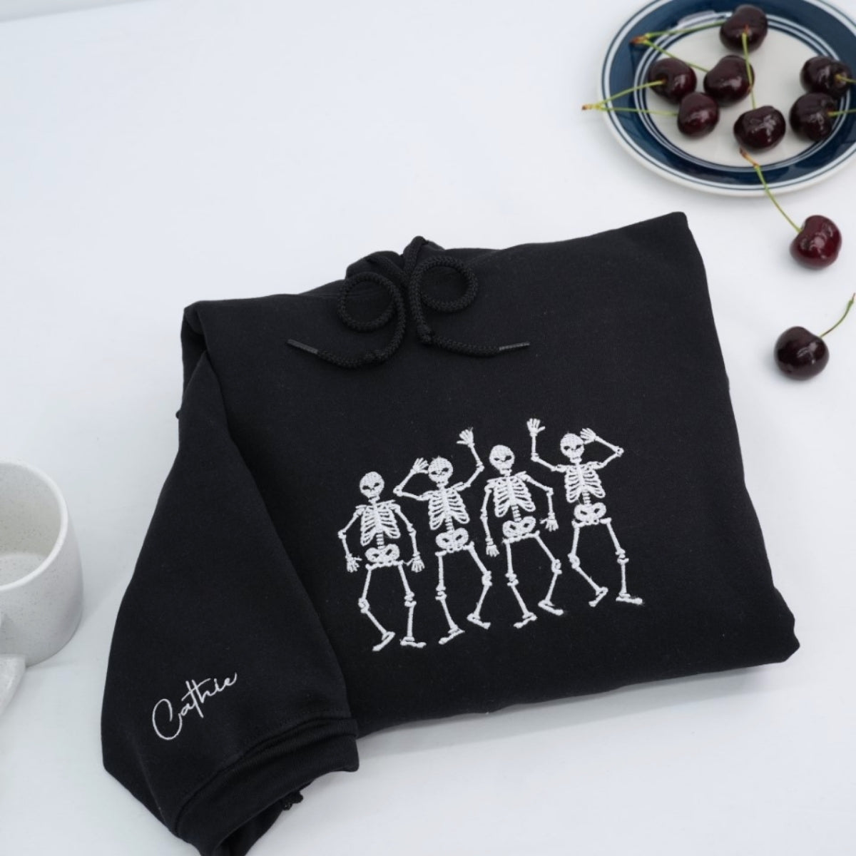 Dancing Skeletons Custom Embroidered Hoodie - Personalized Halloween Sweatshirt - Trick or Treat