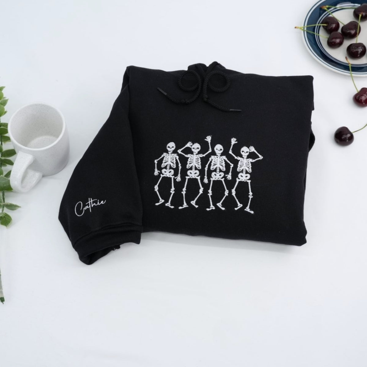 Dancing Skeletons Custom Embroidered Hoodie - Personalized Halloween Sweatshirt - Trick or Treat
