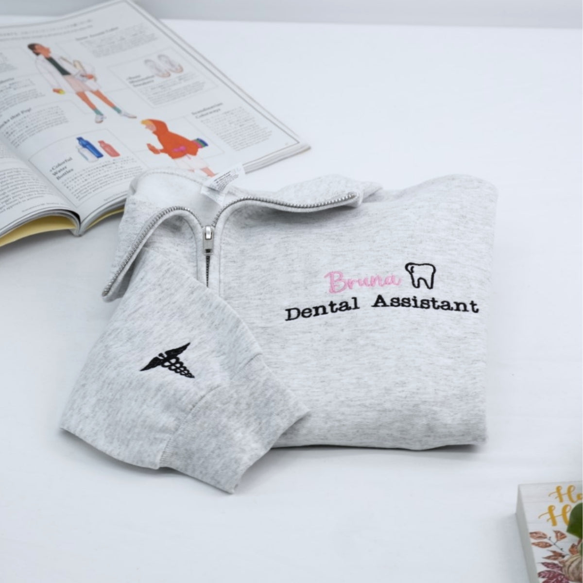 Dental Assistant Custom Embroidered Quarter Zip - Personalized Healthcare Sweatshirt - Dental Gift