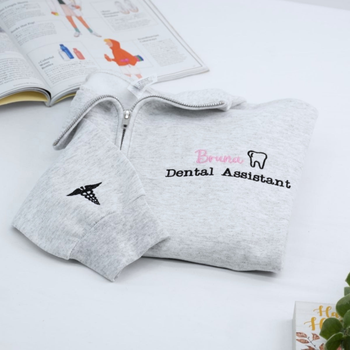 Dental Assistant Custom Embroidered Quarter Zip - Personalized Healthcare Sweatshirt - Dental Gift