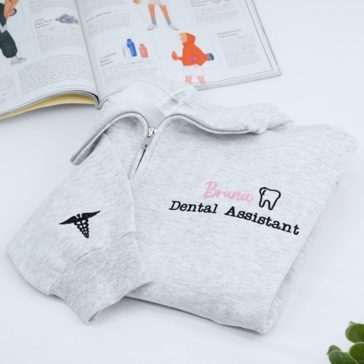 Dental Assistant Custom Embroidered Quarter Zip - Personalized Healthcare Sweatshirt - Dental Gift