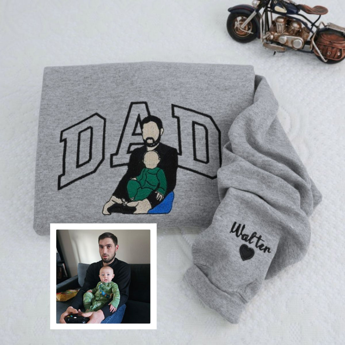 Devoted Dad Custom Embroidered Hoodie - Caring Father Sweatshirt - Personalized Father's Day Gift