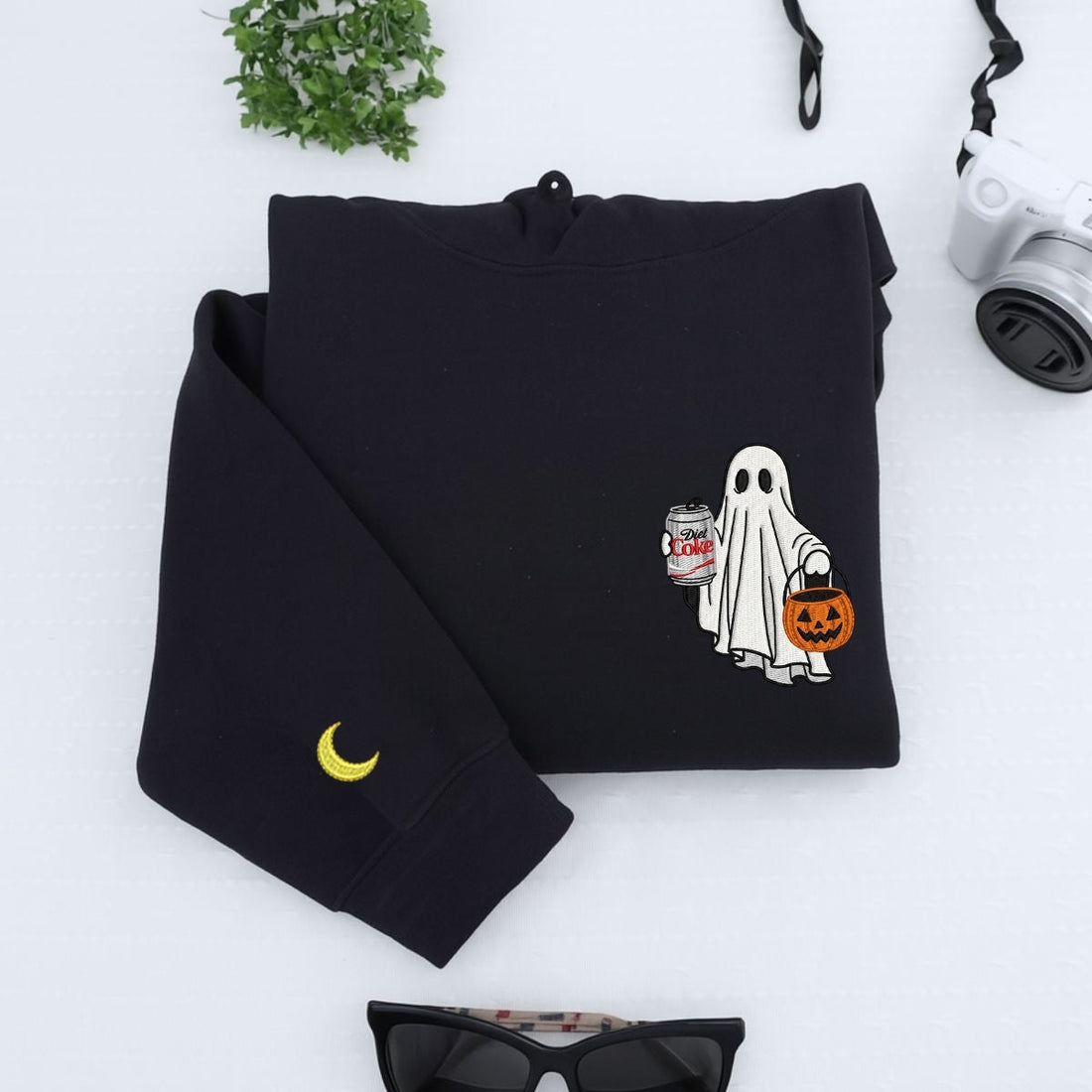 Diet Coke Ghost Custom Embroidered Hoodie - Funny Halloween Sweatshirt - Personalized Trick Or Treat