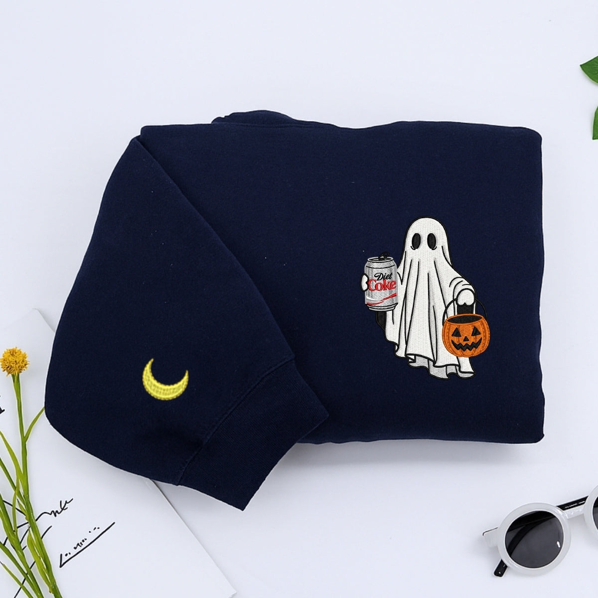 Diet Coke Halloween Ghost Embroidered Hoodies - Funny Trick Or Treat Meme Sweaters - Perfect Halloween Gift