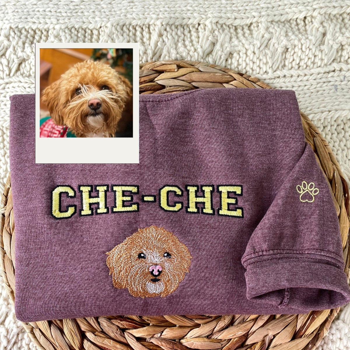 Dog Face Custom Embroidered Hoodie - Pet Varsity Sweatshirt - Personalized Dog Mom Apparel