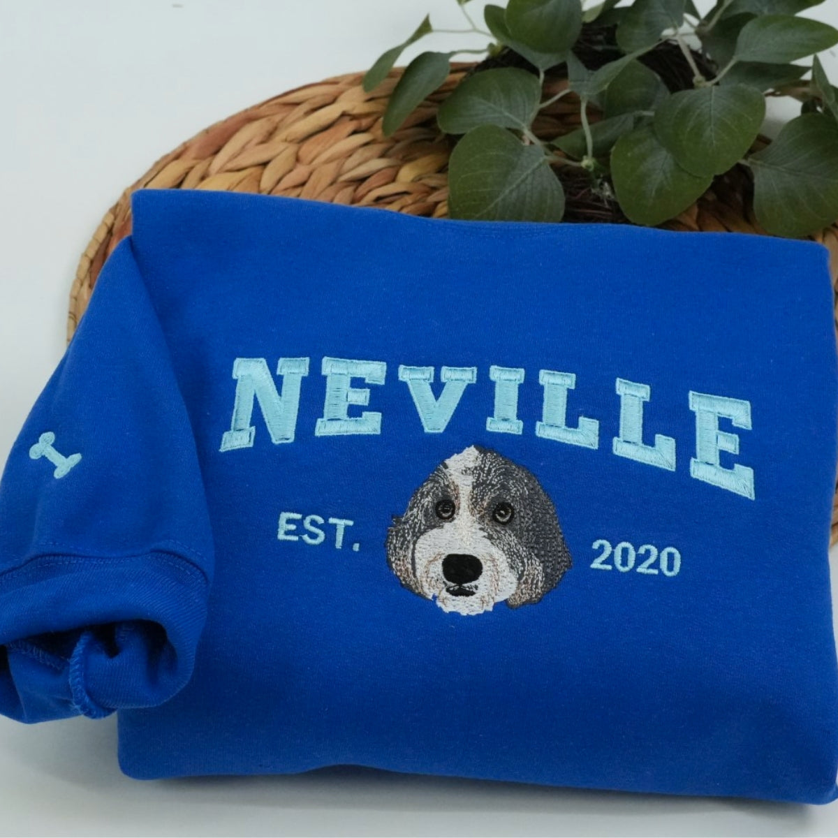 Dog Mom Custom Embroidered Hoodie - Varsity Pet Portrait - Personalized Golden Retriever Gift