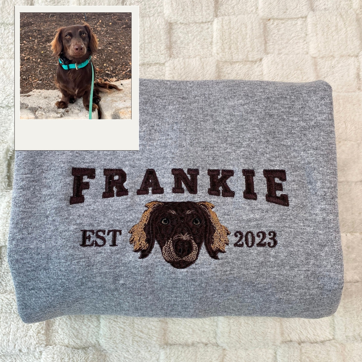 Dog Mom Custom Embroidered Hoodie - Pet Parent Sweatshirt - Personalized Dog Face Apparel