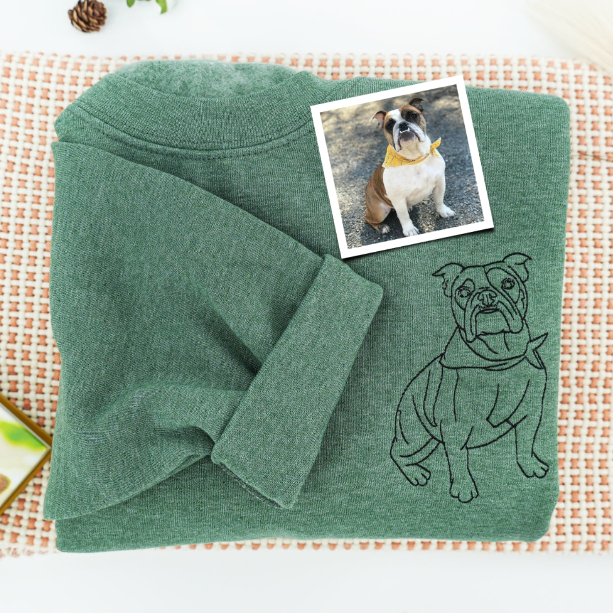 Dog Mom Line Art Custom Embroidered Hoodie - Pet Portrait - Personalized Artistic Dog Face Gift