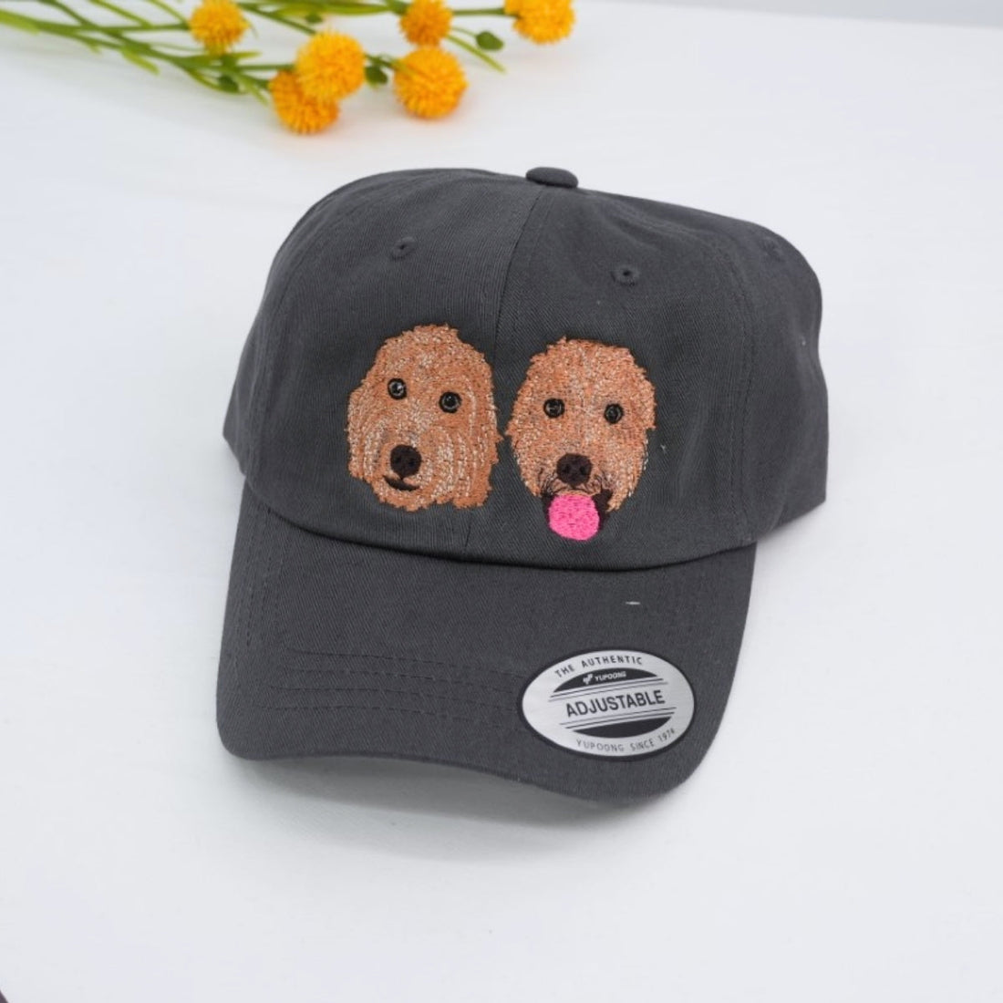 Dual Dog Portrait Embroidered Cap - Multi-Pet Family Accessory - Bonded Dog Pair Gift