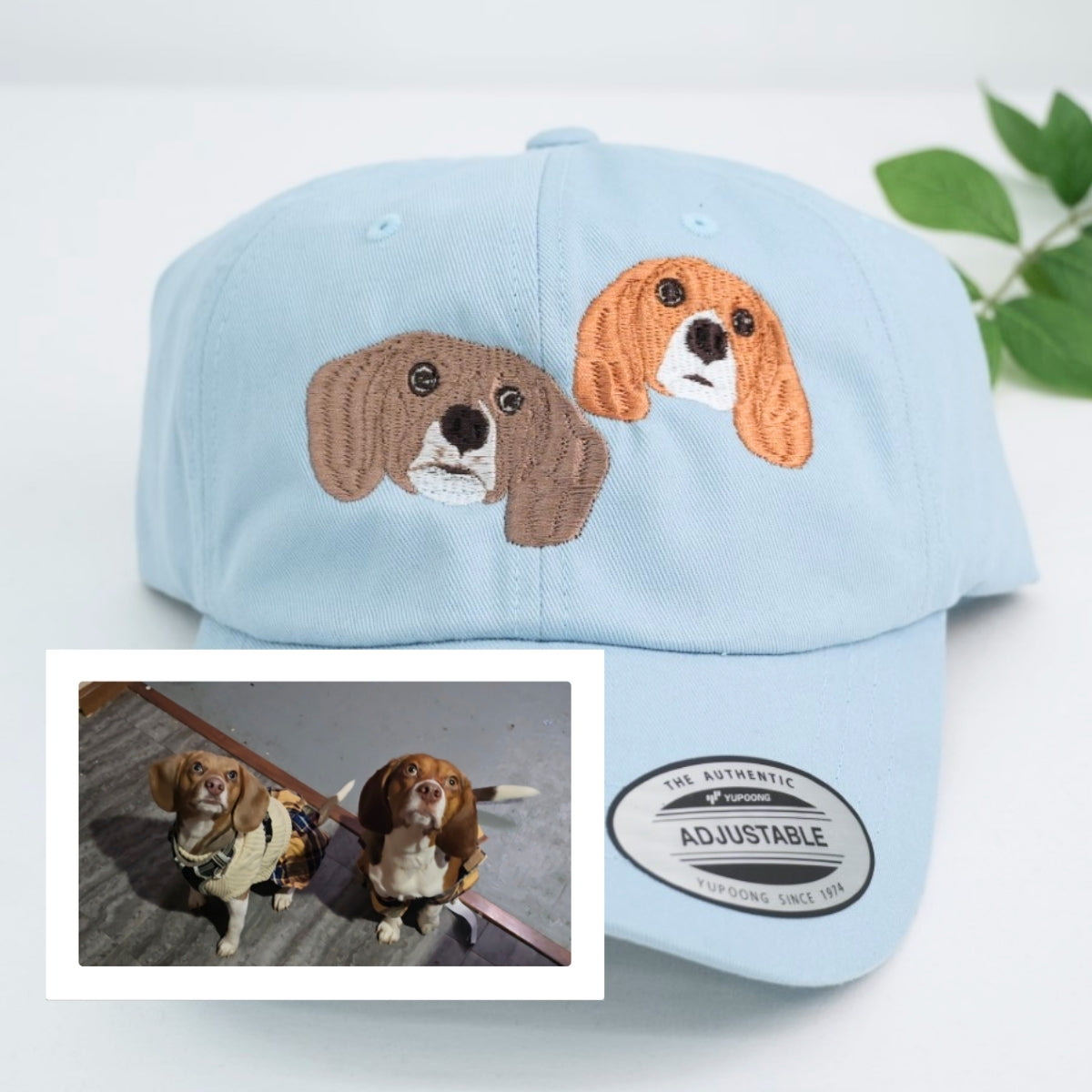 Dual Dog Portrait Custom Embroidered Cap - Multi-Pet Family Accessory - Personalized Dog Gift