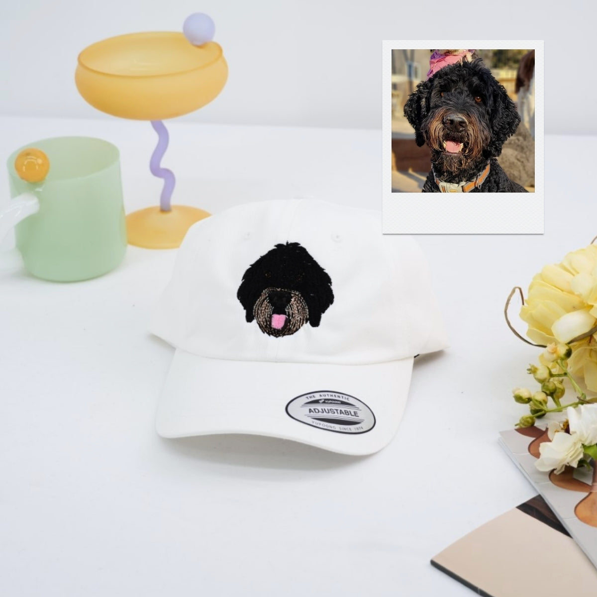 Dual Dog Portrait Custom Embroidered Cap - Multi-Pet Family Accessory - Personalized Dog Gift