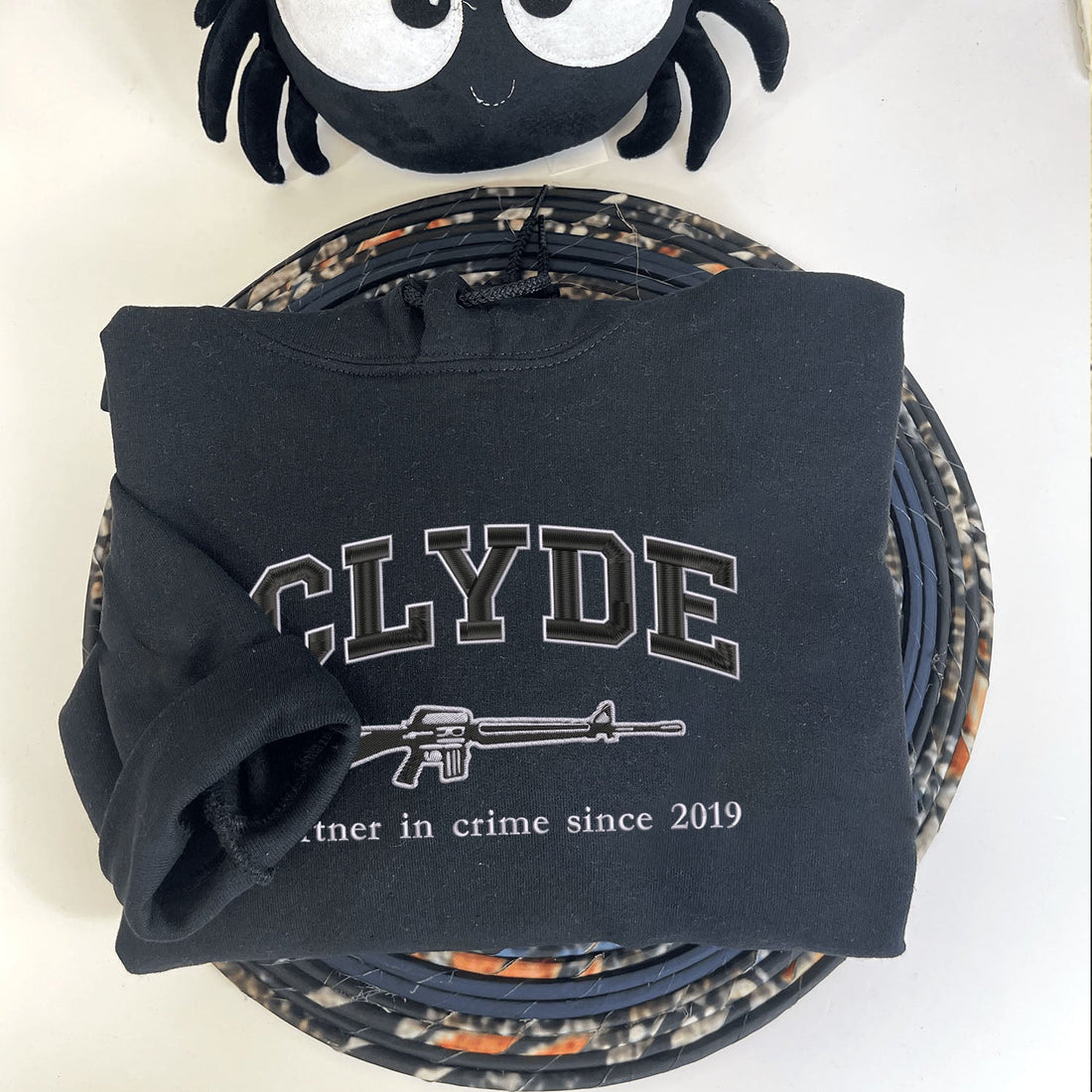 Bonnie and Clyde Matching Embroidered Hoodies - Personalized Couple Gift