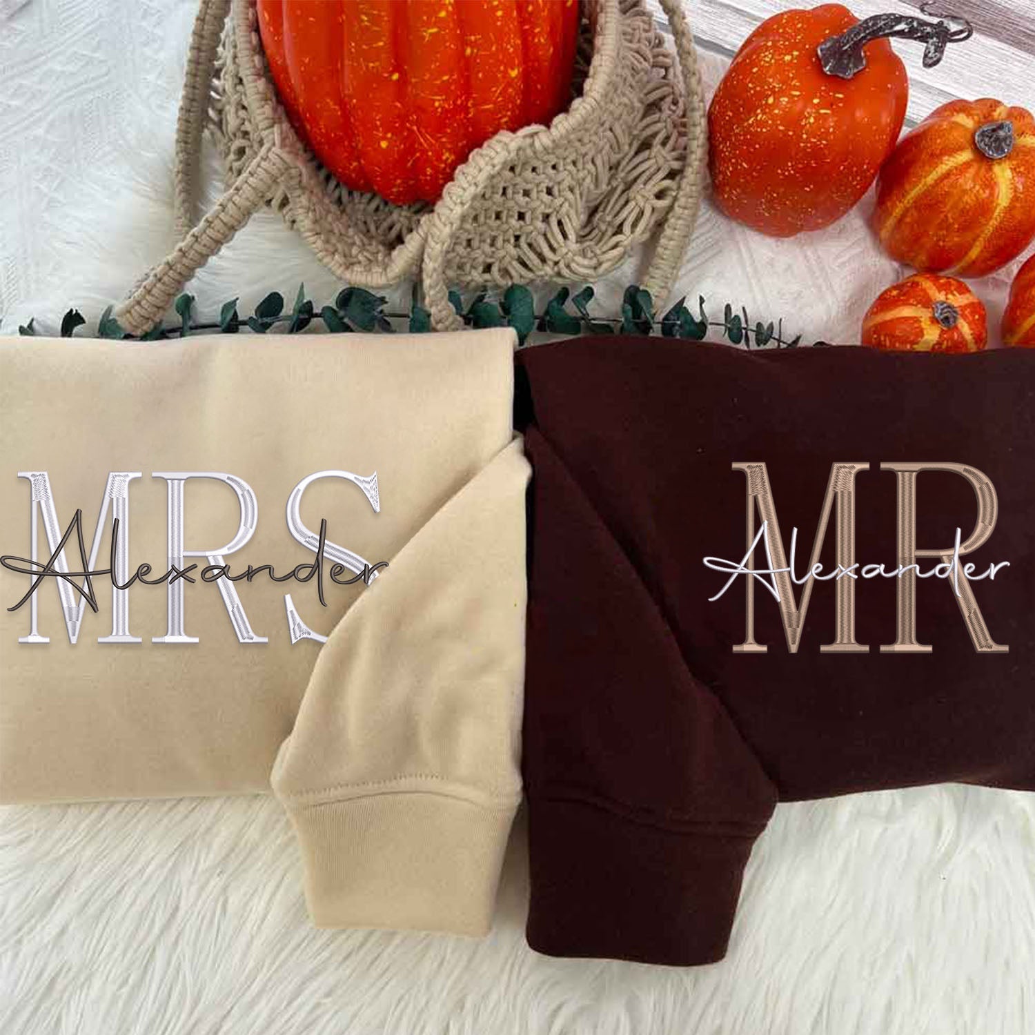 Mr & Mrs Embroidered Hoodies - Personalized Wedding Anniversary Gift