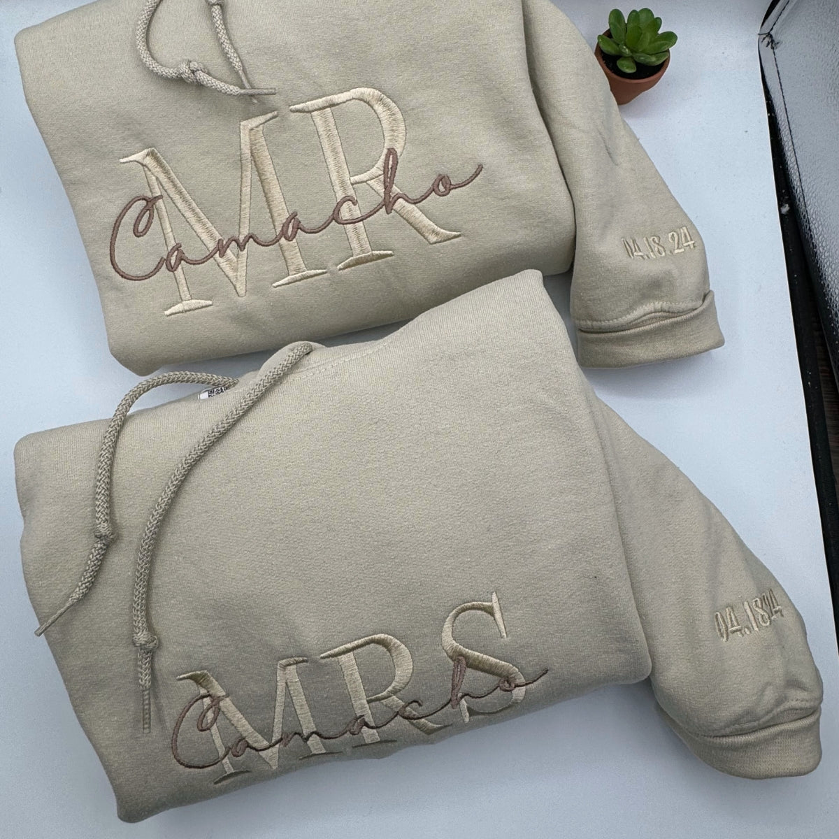 Mr & Mrs Embroidered Hoodies - Personalized Wedding Anniversary Gift