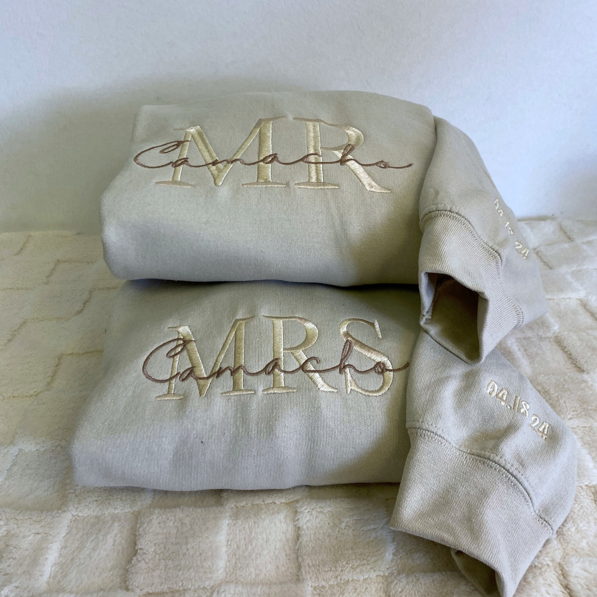 Mr & Mrs Embroidered Hoodies - Personalized Wedding Anniversary Gift