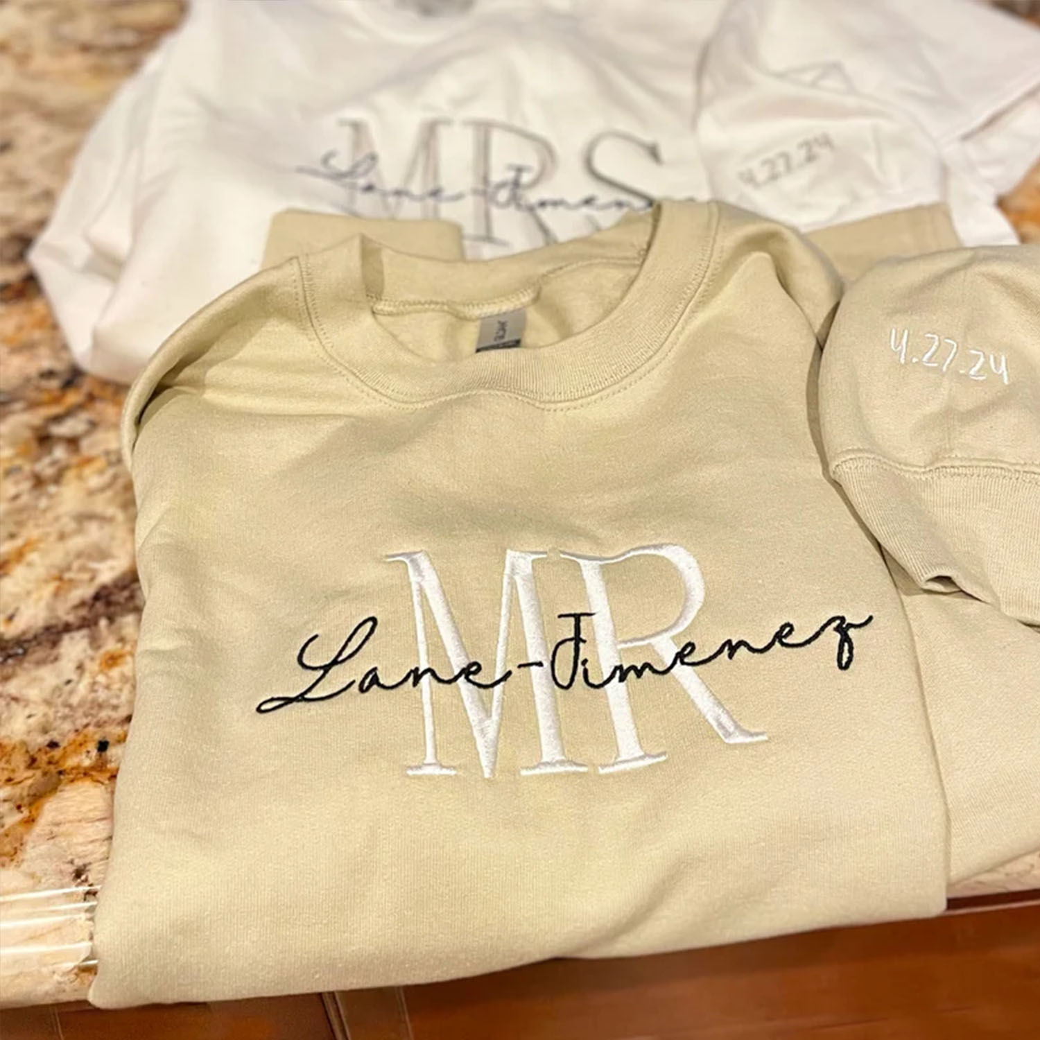 Mr & Mrs Embroidered Hoodies - Personalized Wedding Anniversary Gift