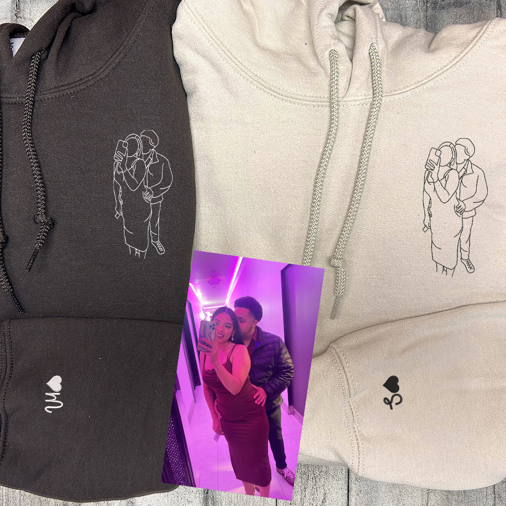 Custom Embroidered Photo Sweatshirt - Personalized Crewneck - Couple Portrait Gift