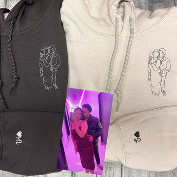 Custom Embroidered Photo Sweatshirt - Personalized Crewneck - Couple Portrait Gift