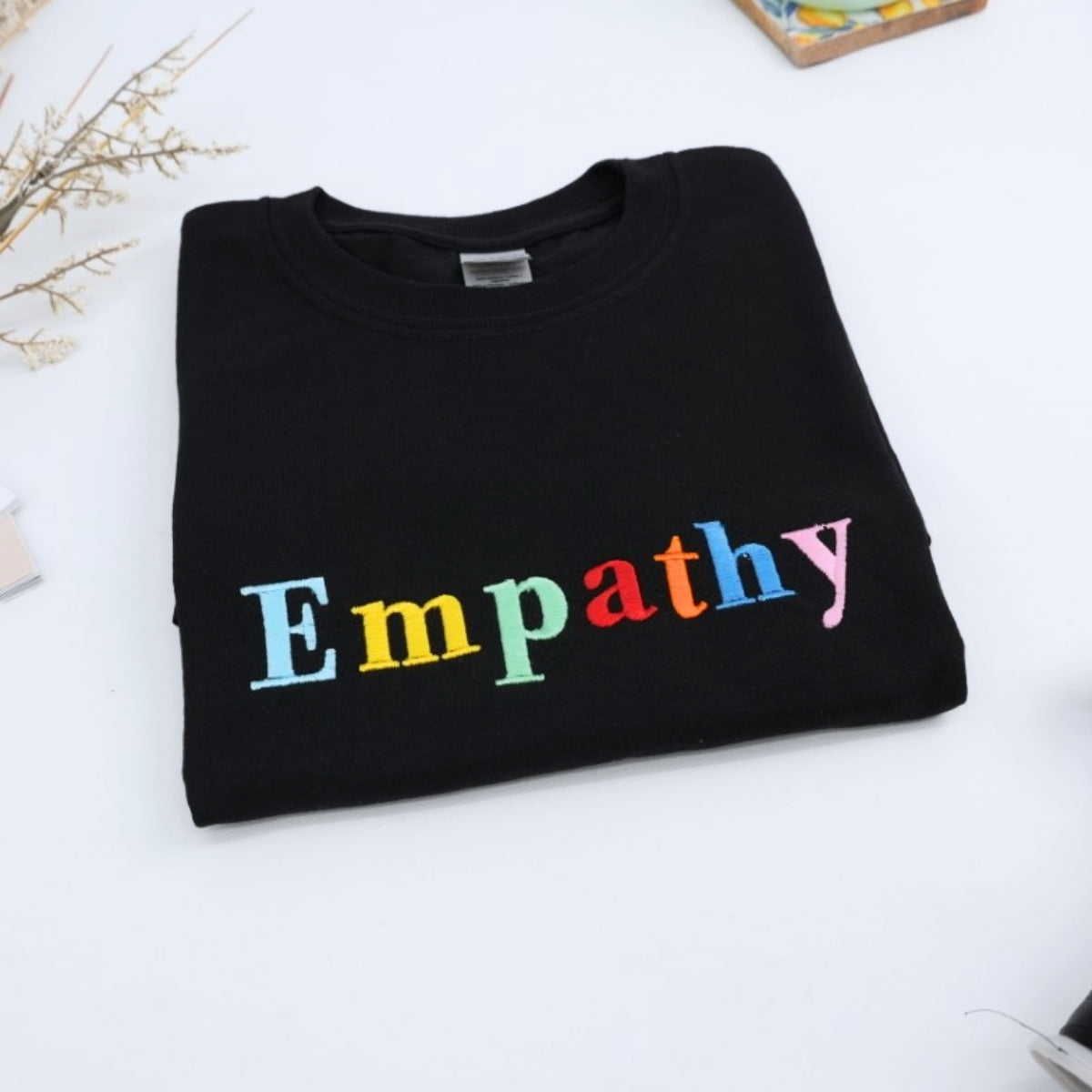Empathy Rainbow Embroidered T-Shirt - Personalized Kindness Gift - Teacher Counselor