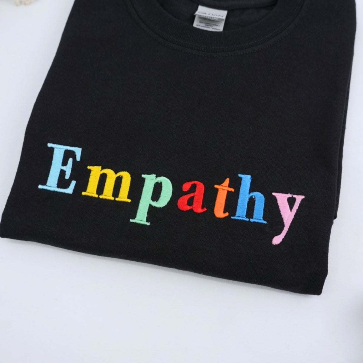 Empathy Rainbow Embroidered T-Shirt - Personalized Kindness Gift - Teacher Counselor
