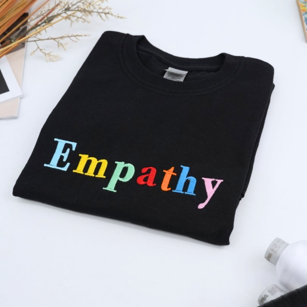 Empathy Rainbow Embroidered T-Shirt - Personalized Kindness Gift - Teacher Counselor