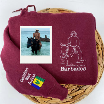 Equestrian Line Art Embroidered Hoodie - Horse Portrait Sweatshirt - Riding Gift